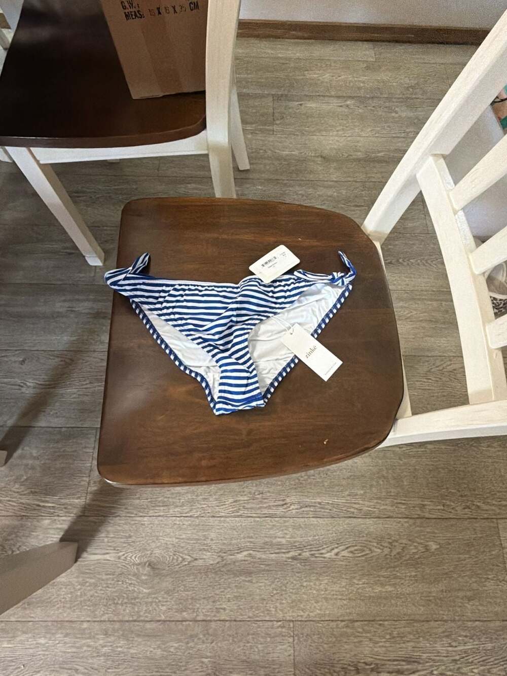 Zinke Gidget Bottom Blue and White Striped Bikini Bottom Size L